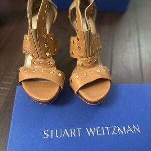 Stuart Weitzman Brown Studded Heels